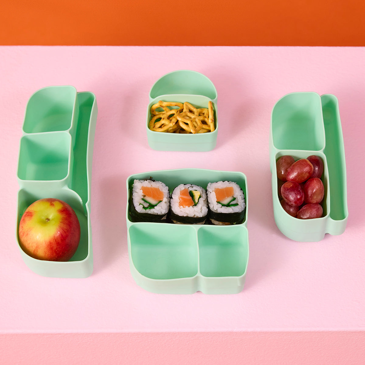 silicone bento tray- mini lunchbox - forest