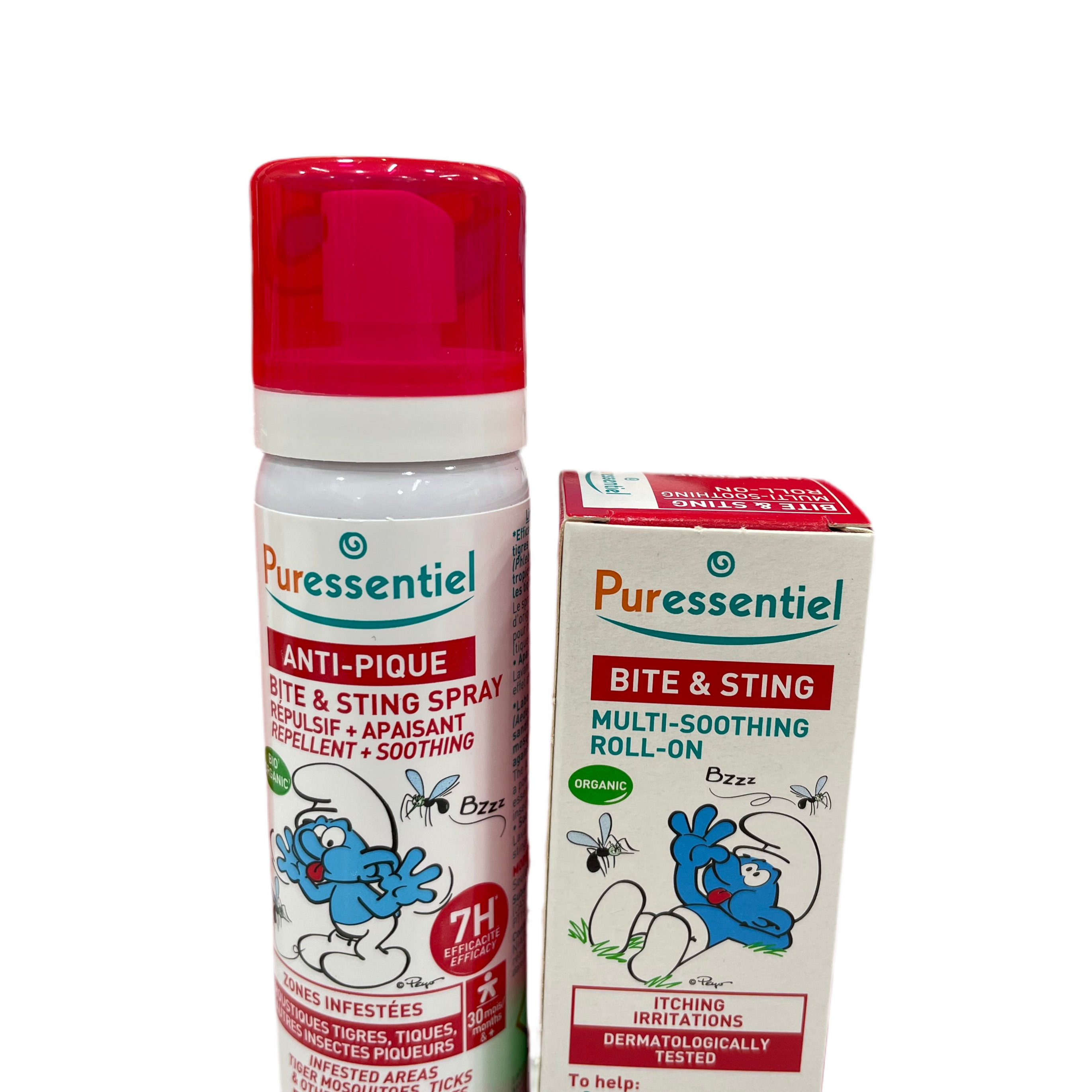 Anti-pique schtroumpfs  Puressentiel - coffret répulsif + apaisant + un frisbee offert