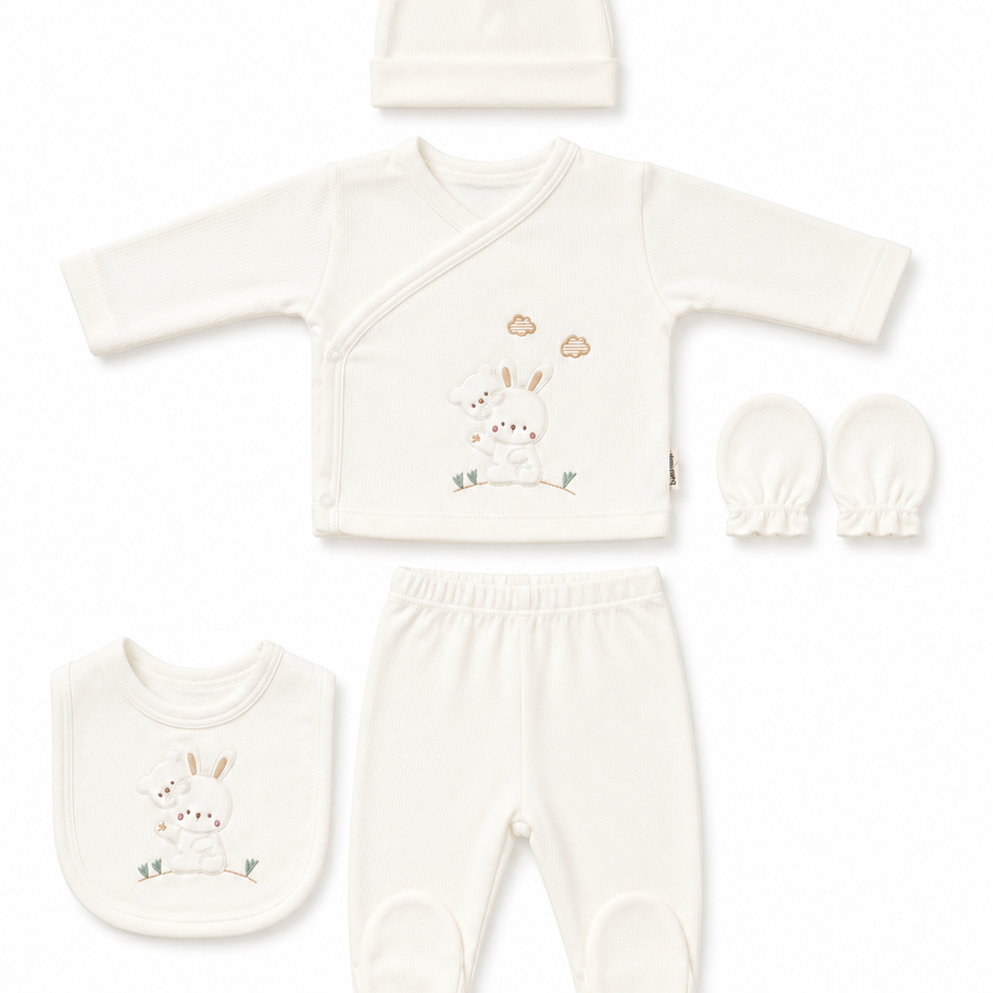Ensemble naissance 5 pieces en coton 0-3 mois
