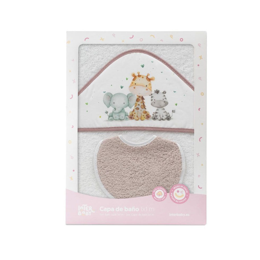 Interbaby cap de bain 100×100 et bavoir