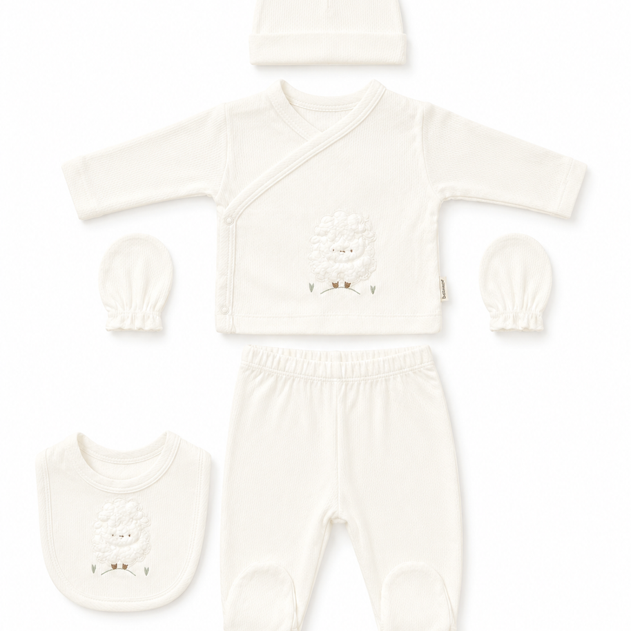 Ensemble naissance 5 pieces en coton 0-3 mois