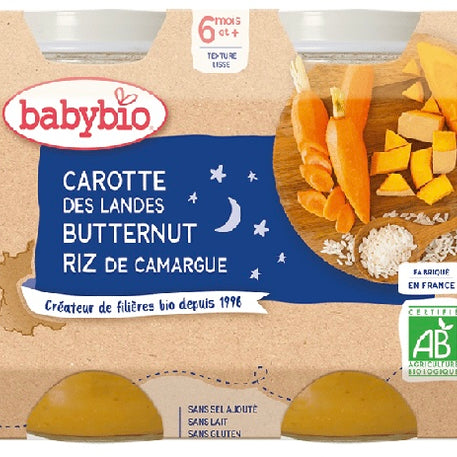 Babybio Good Night Pot Carrot Squash Butternut Rice 2x200g