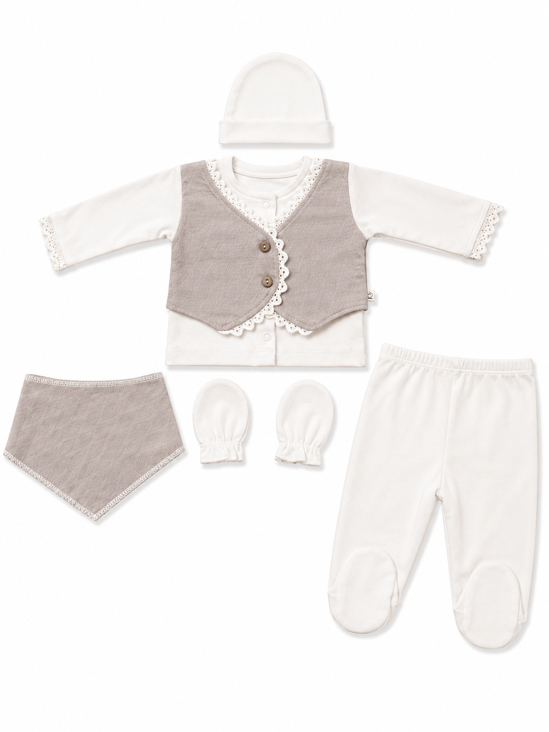 Ensemble naissance 5 pieces en coton 0-3 mois