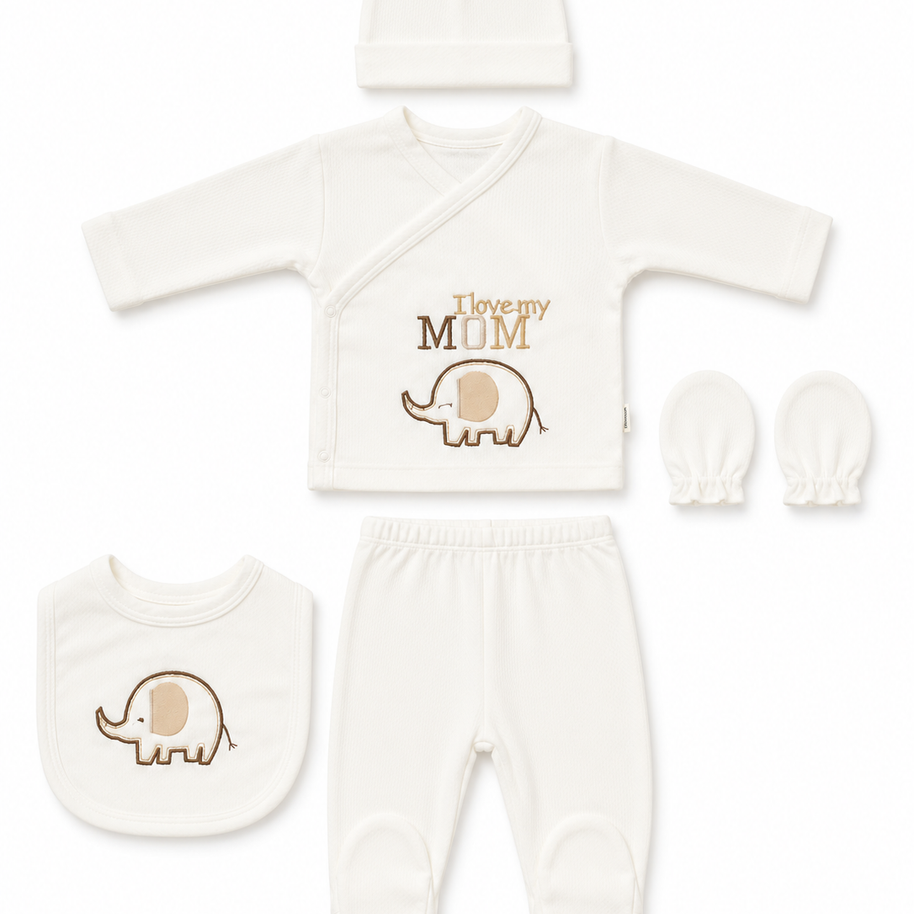 Ensemble naissance 5 pieces en coton 0-3 mois