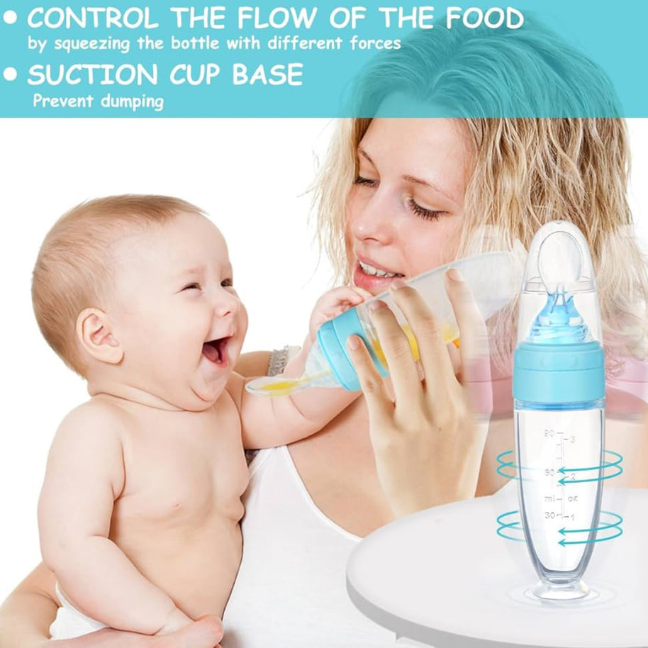 Cuillère biberon en silicone avec ventouse
