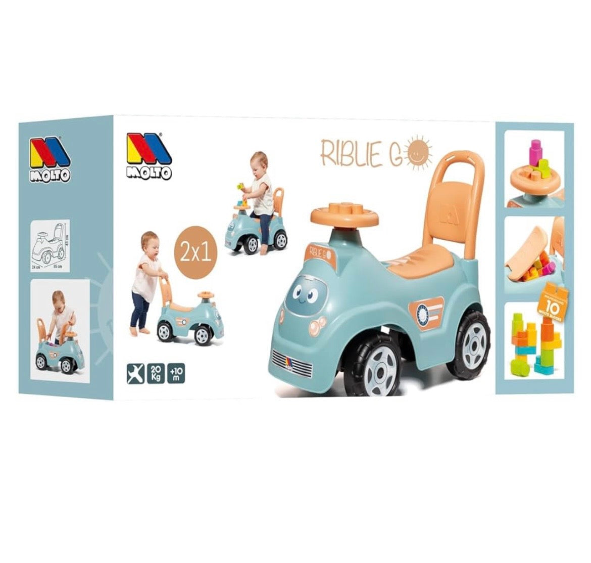 Porteur RIBLIE GO Bleu avec 10 blocs Moltó