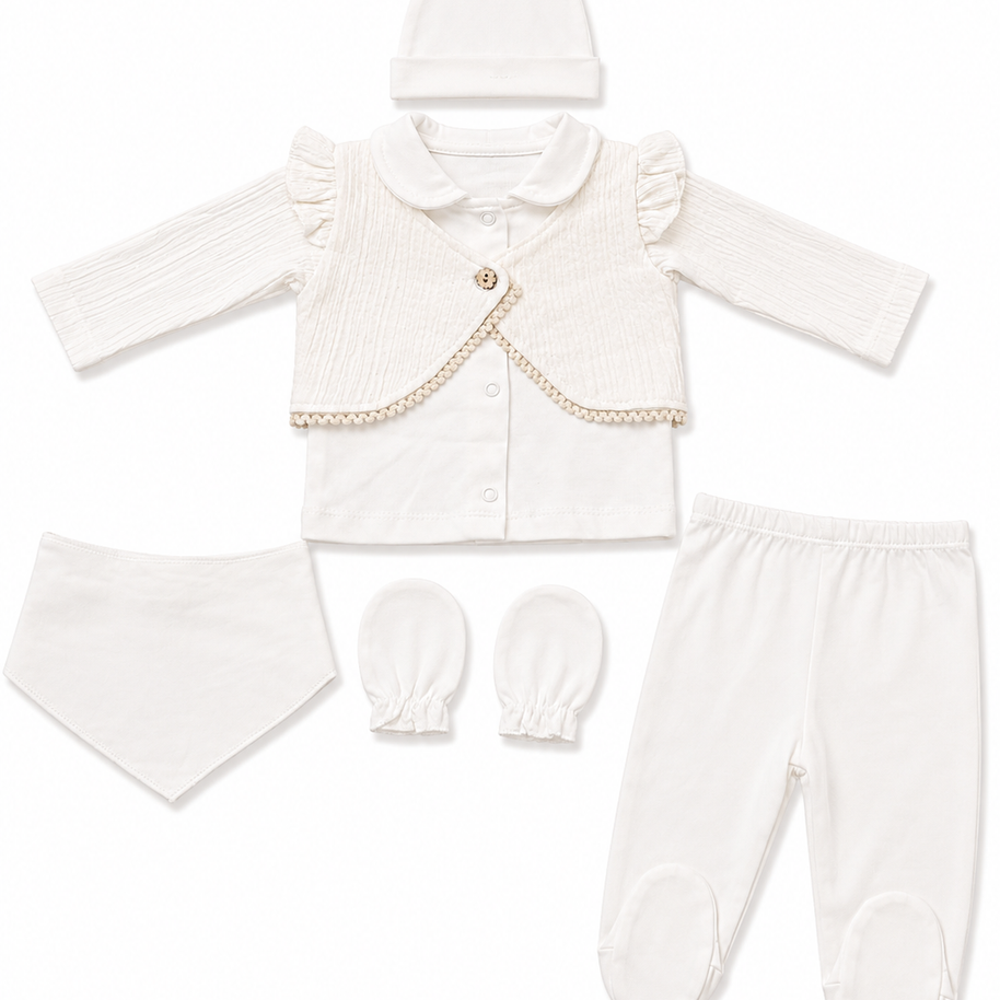 Ensemble naissance 5 pieces en coton 0-3 mois