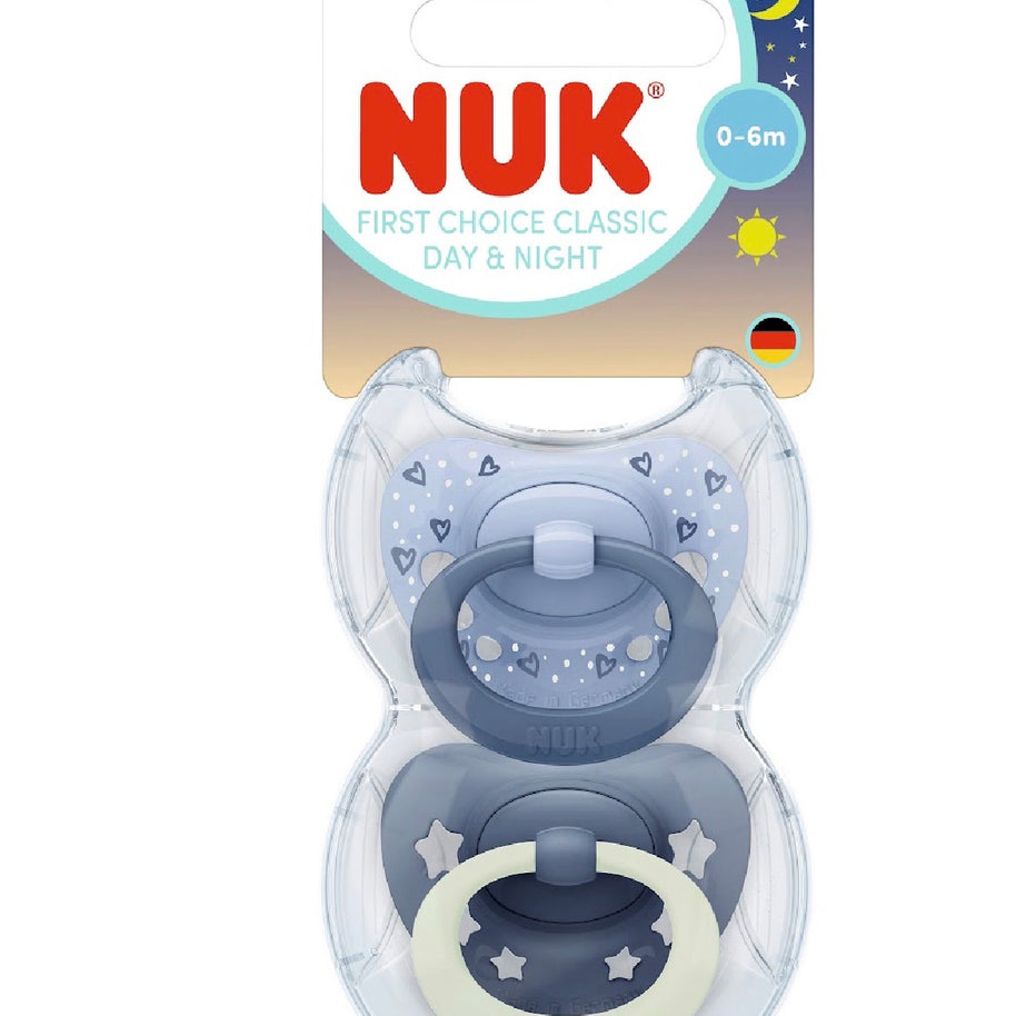 Lot de 2 Sucettes Star Night & Day NUK 6-18day bleu