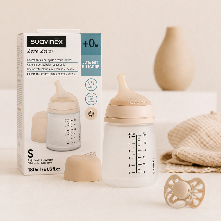 Biberon Anti-Colique Suavinex Zero.Zero™️ 180 ml – Débit Lent