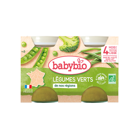 Babybio Pot Légumes Verts 2x130g - Babybio - Alimentation pour bébé Maroc -www.babyboss.ma