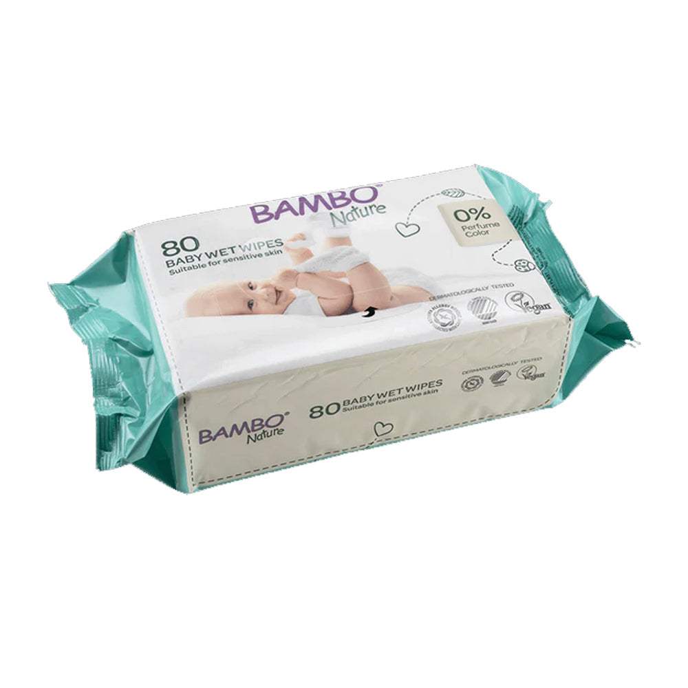 Lingettes Humides Bambo Nature - 80 Pièces - Bambo Nature - Lingettes pour bébé Maroc -www.babyboss.ma