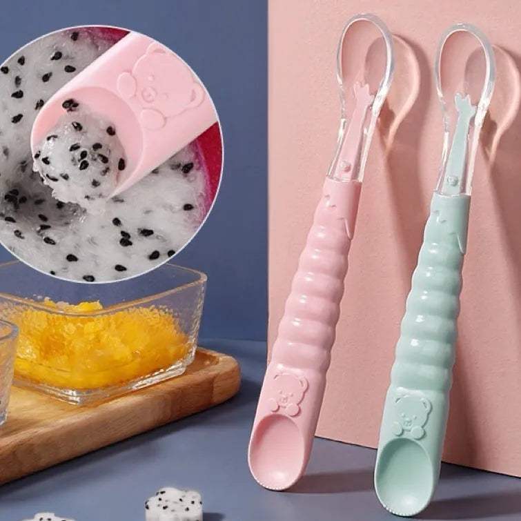 2pcs_cuillre_nourriture_en_silicone_pour_bb_rose_et_vert-47630803697975-bebe-babyboss.ma-maroc - Babyboss.ma -bebe-maroc