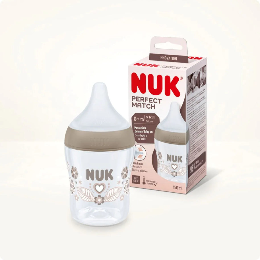 Biberon NUK Perfect Match avec tétine en silicone souple 150 ml - Fleurs