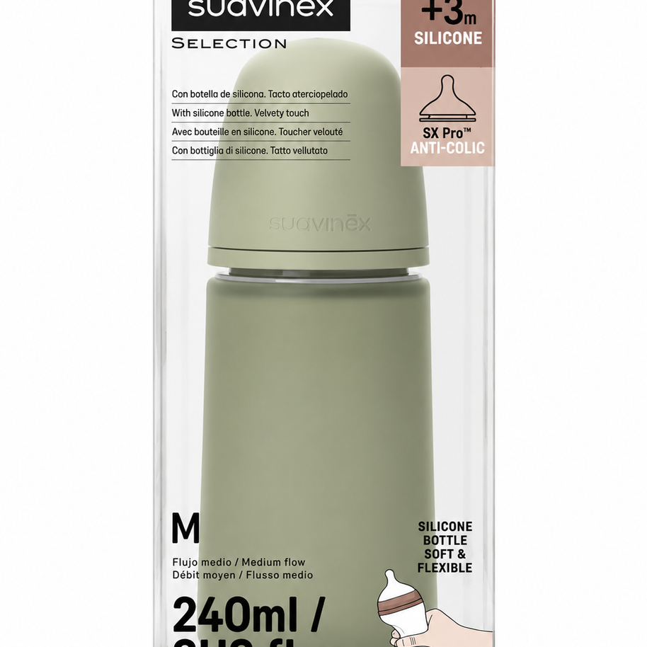 Biberon Suavinex Selection en silicone anti-colique – 240 ml