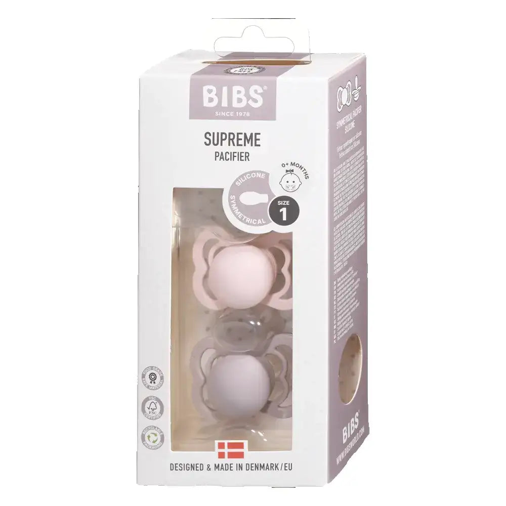 Lot de 2 Sucettes Bibs Supreme Silicone - Blossom/Dusky Lilac