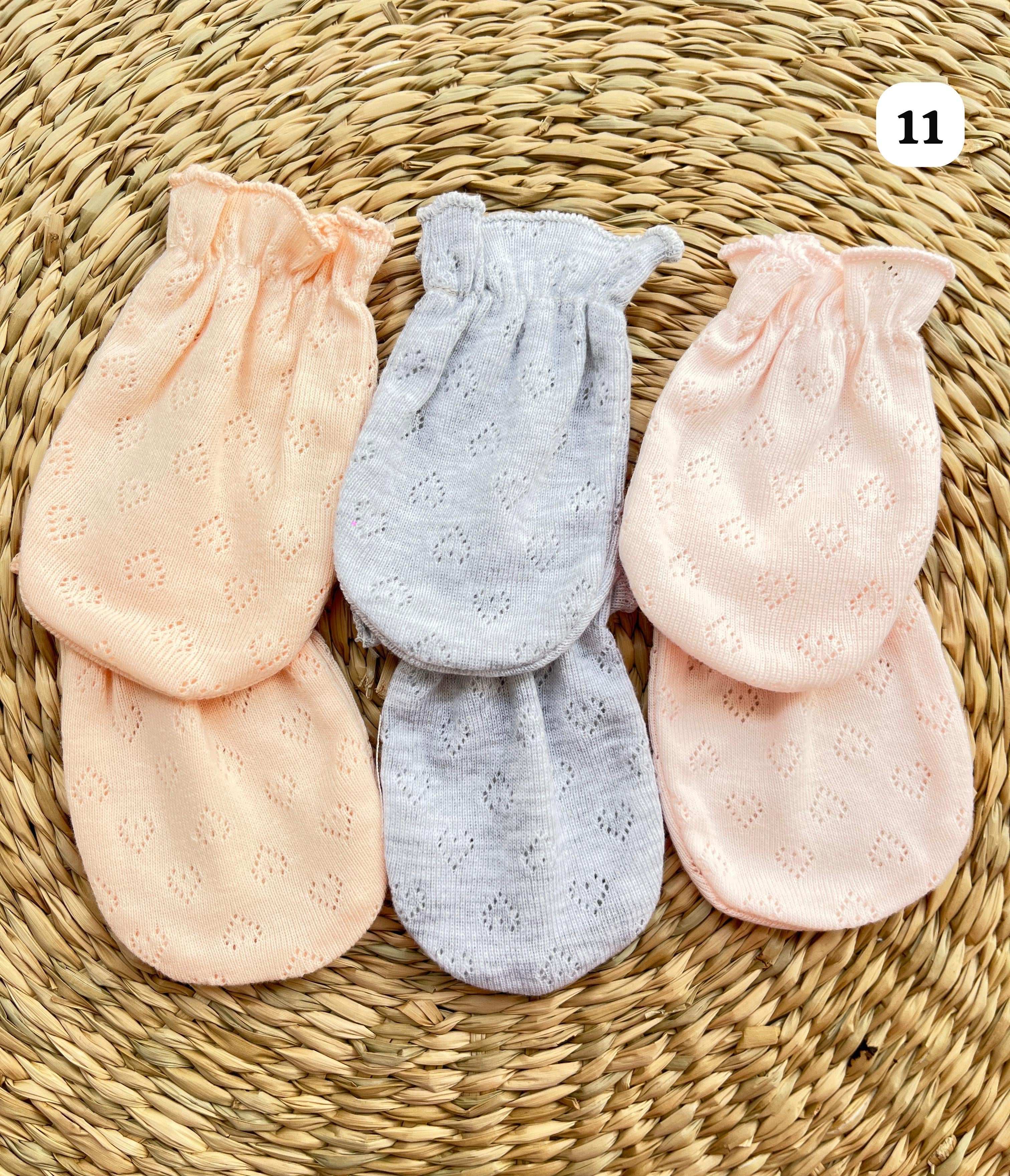 Lot de 3 moufles bébé 100% Coton