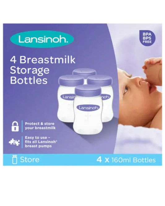 Lansinoh Bouteilles de Conservation 4x160 ml – Lot de 4 Bouteilles de Stockage du Lait Maternel