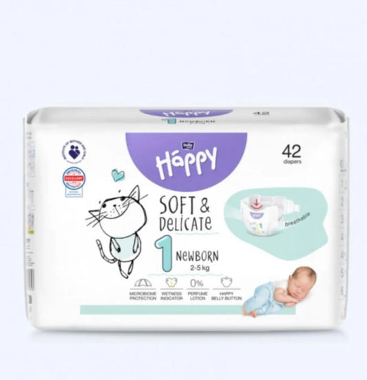 Couches Bébé Happy Taille 1 (2-5 kg) - 42 Pièces