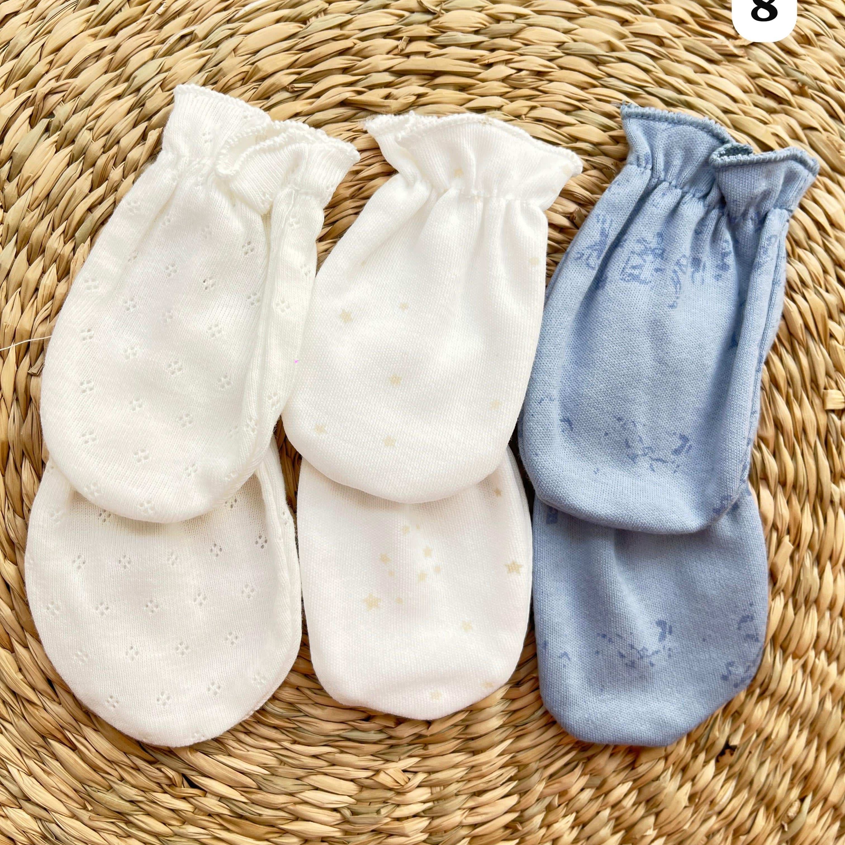 Lot de 3 moufles bébé 100% Coton