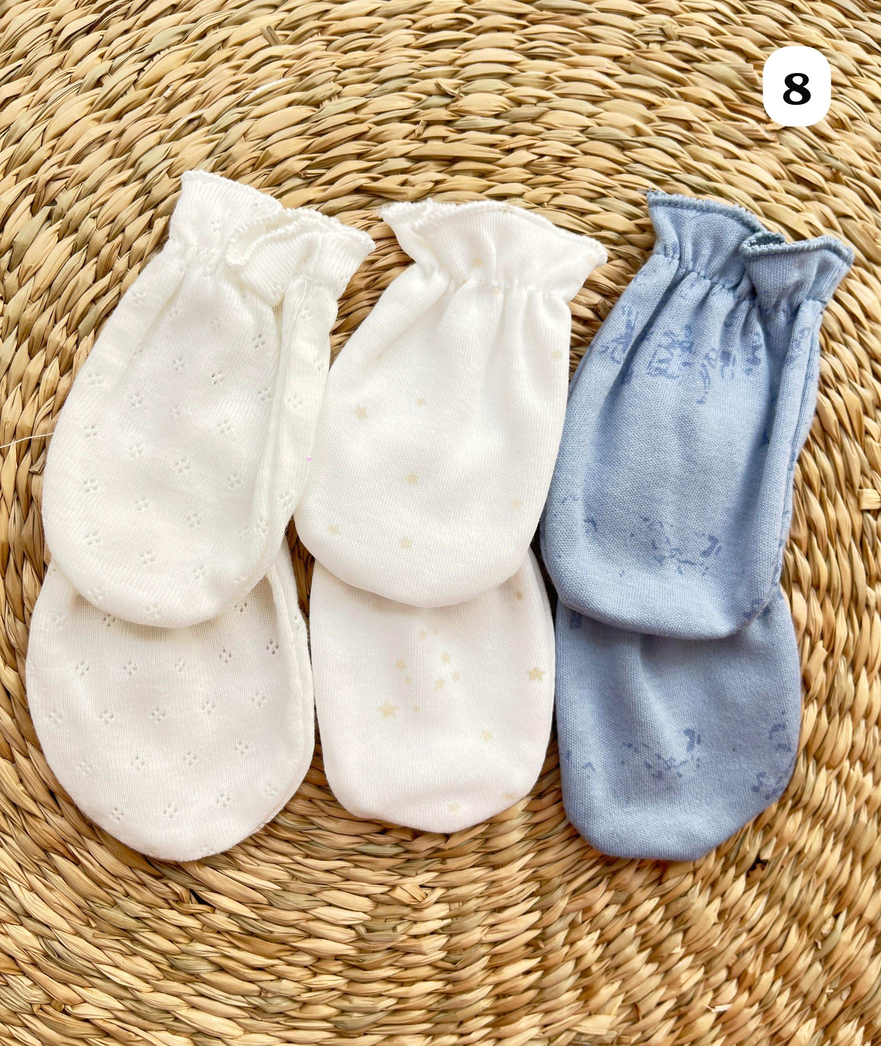 Lot de 3 moufles bébé 100% Coton