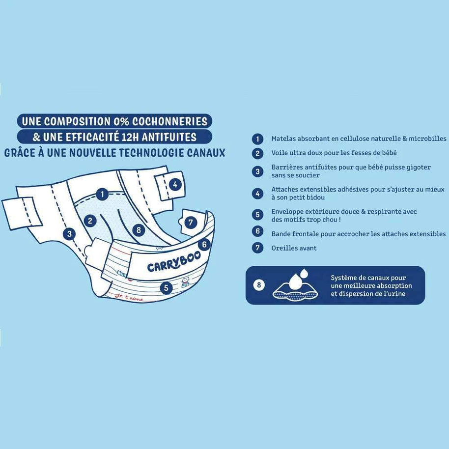 Carryboo Couches Petit Format Taille 4+ (9-20kg) – 3 Unités - Carryboo - Couches Bébé pour bébé Maroc -www.babyboss.ma