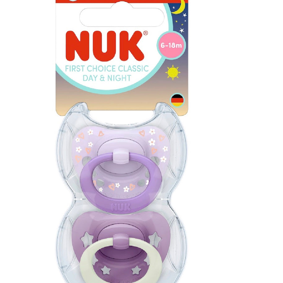 Lot de 2 Sucettes Star Night & Day NUK 6-18day violet