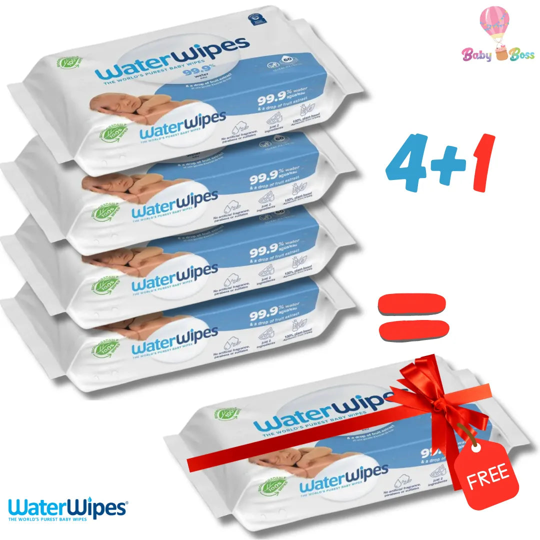 Lingettes Bébé WaterWipes Value Pack 4+ 1 Offert