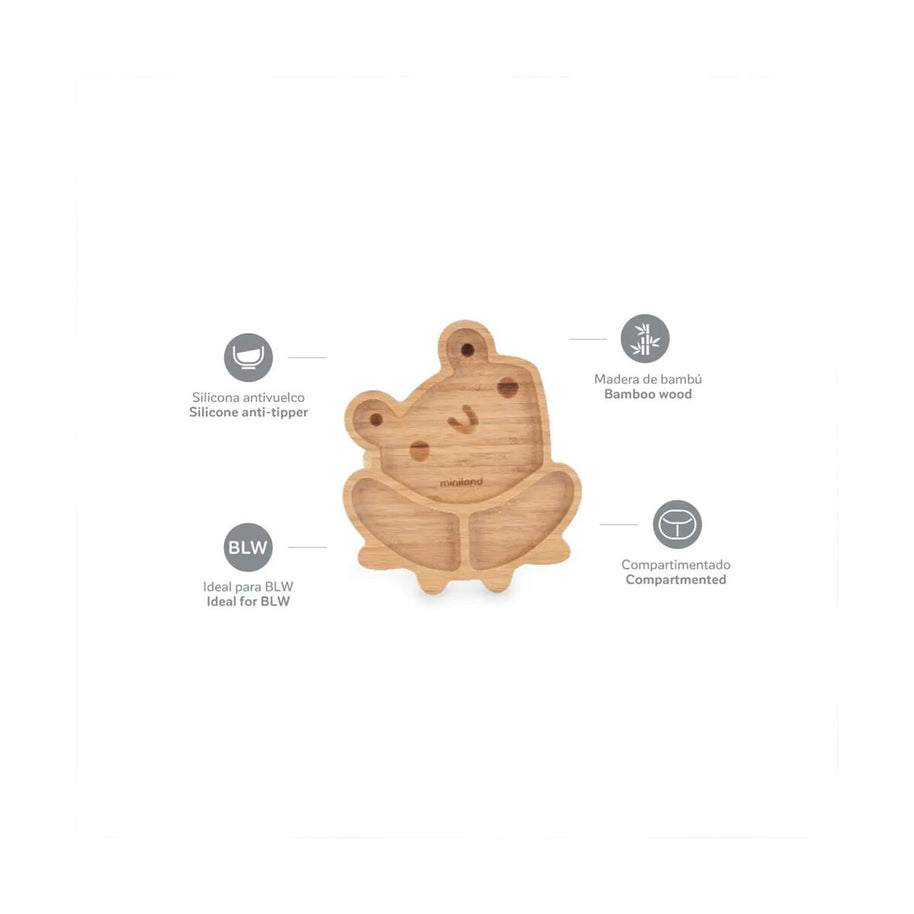 Vaisselle bebe en bois naturel Miniland Grenouille