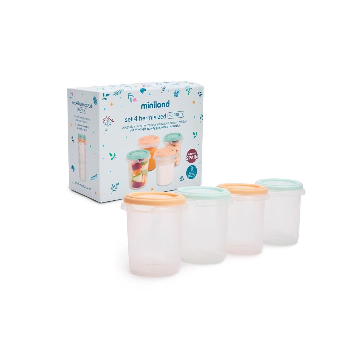 Miniland Set 4 pots de conservation Dreamland 250 ml
