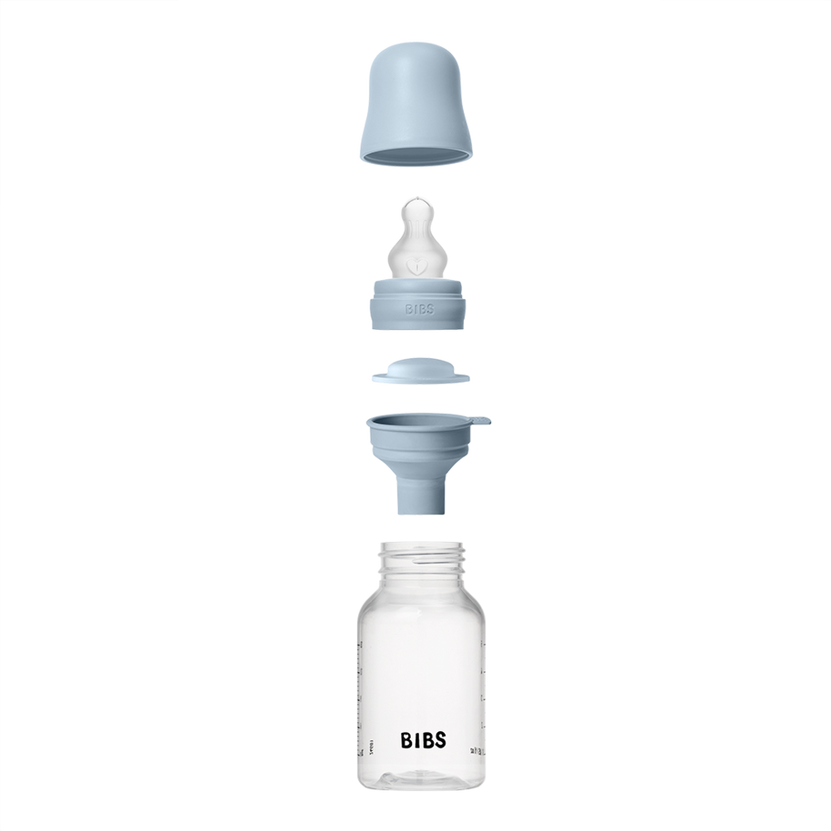 Biberon sans BPA 150ml avec tétine en silicone Débit lent - Baby Blue