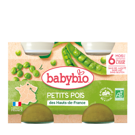 Babybio Petits Pois d'Aquitaine 2x130g - Babybio - Alimentation pour bébé Maroc -www.babyboss.ma