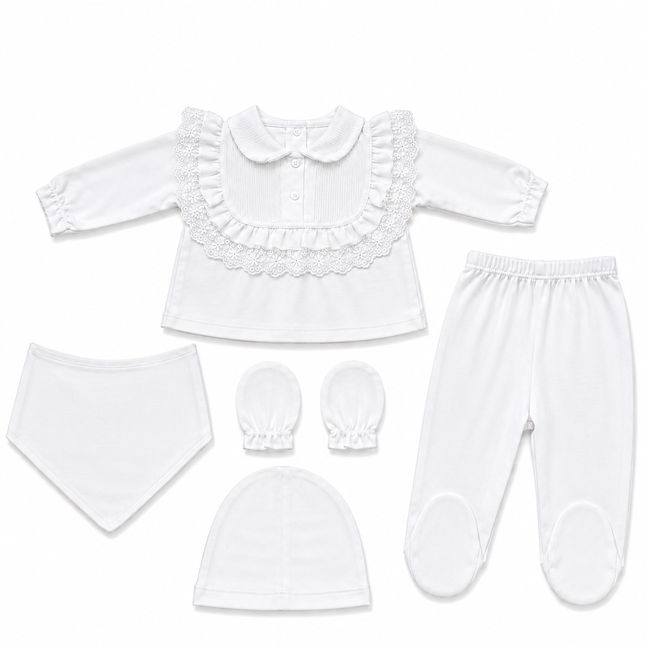 Ensemble naissance 5 pieces en coton 0-3 mois