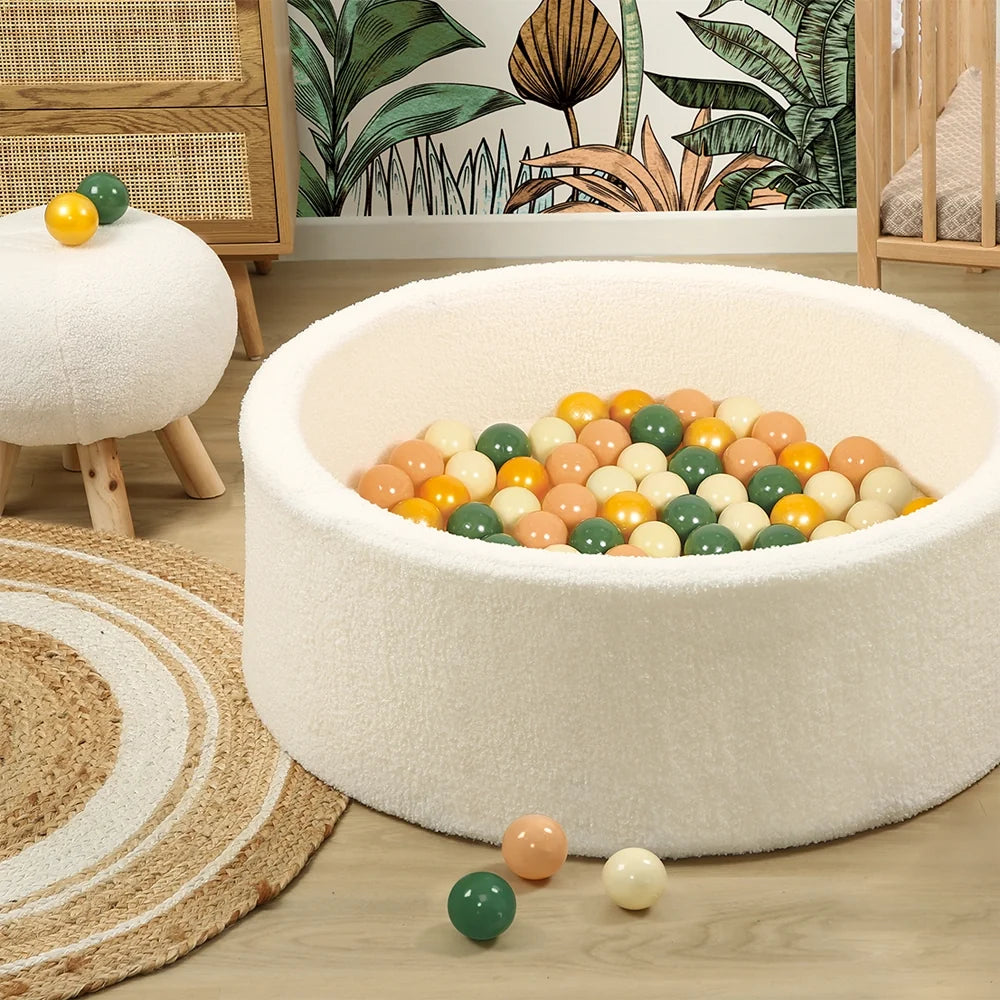 Ludi Piscine à Balles Plush Écru avec 100 Balles 6M+
