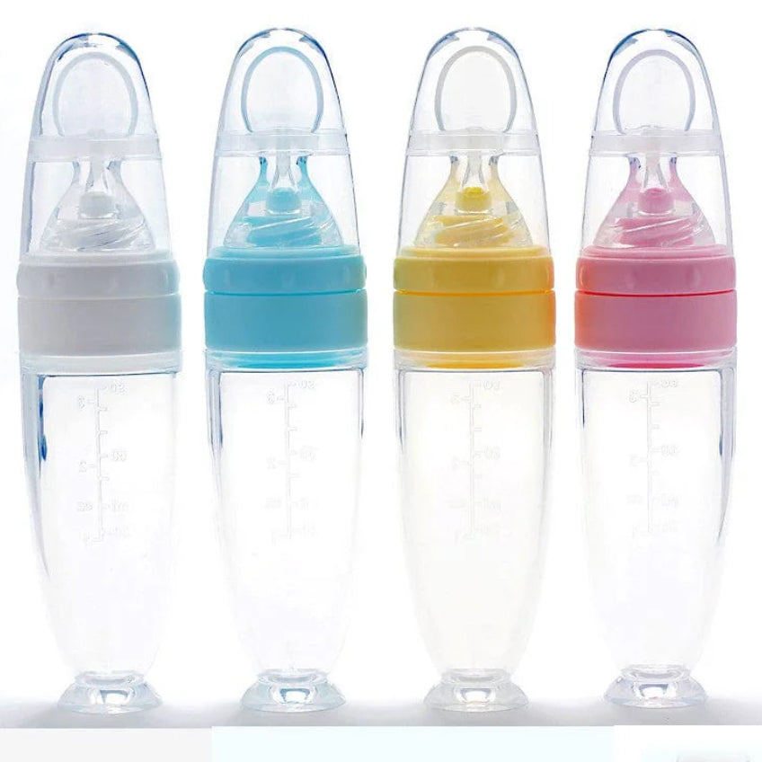 Cuillère biberon en silicone avec ventouse