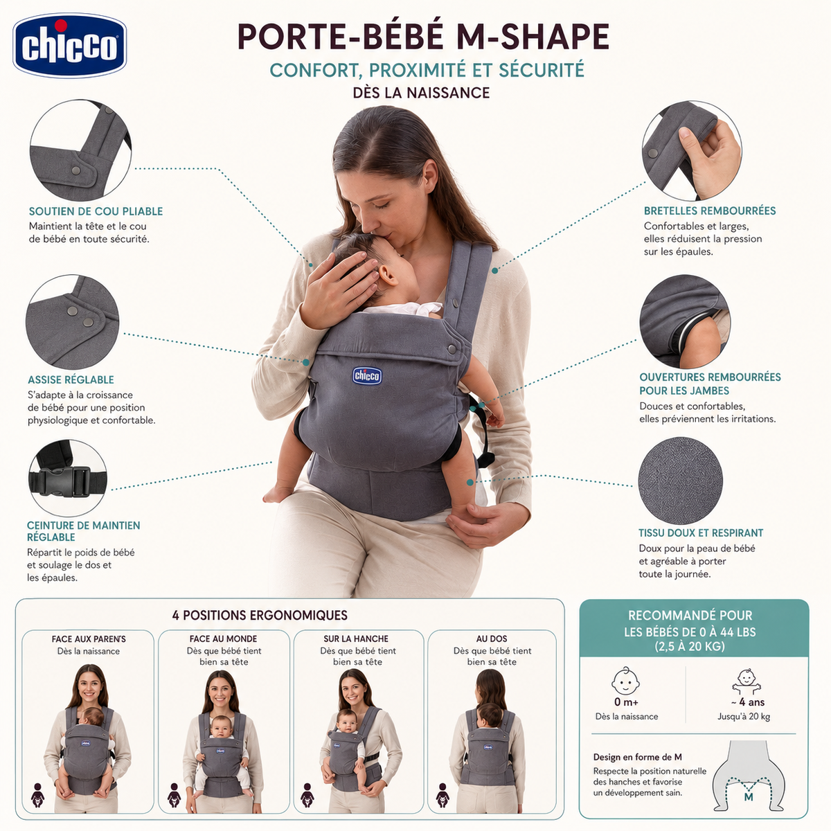 Porte-bébé ergonomique Chicco M-Shape