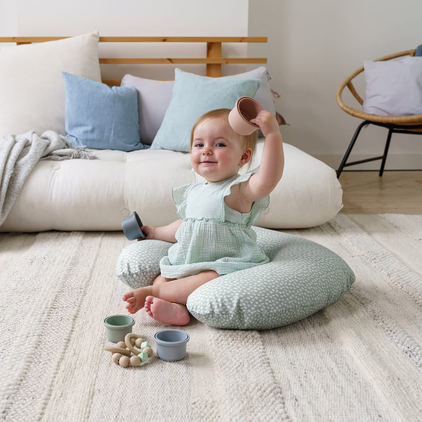 Coussin d'allaitement & maternité SOFTY Doomoo Leaves Green