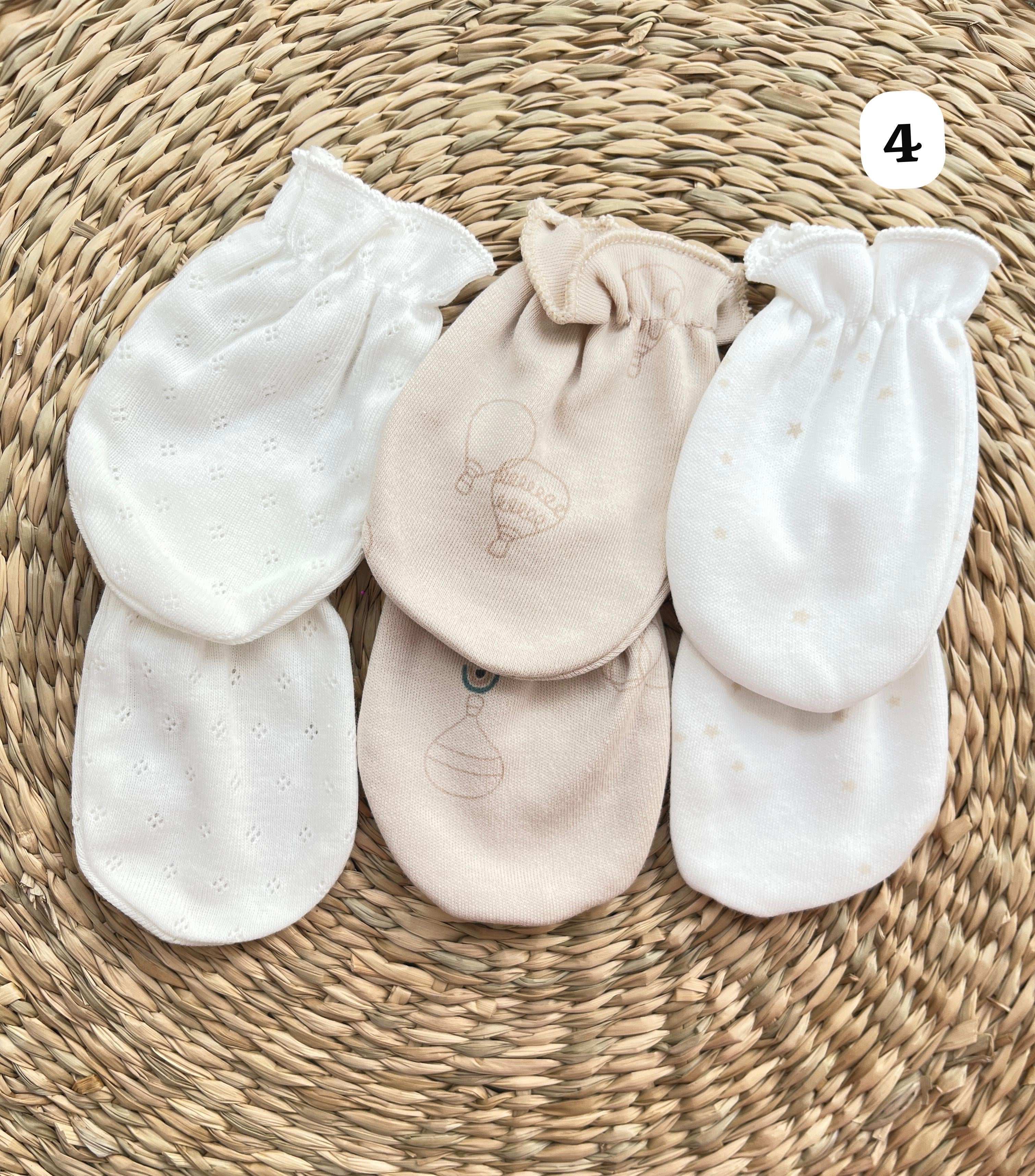 Lot de 3 moufles bébé 100% Coton