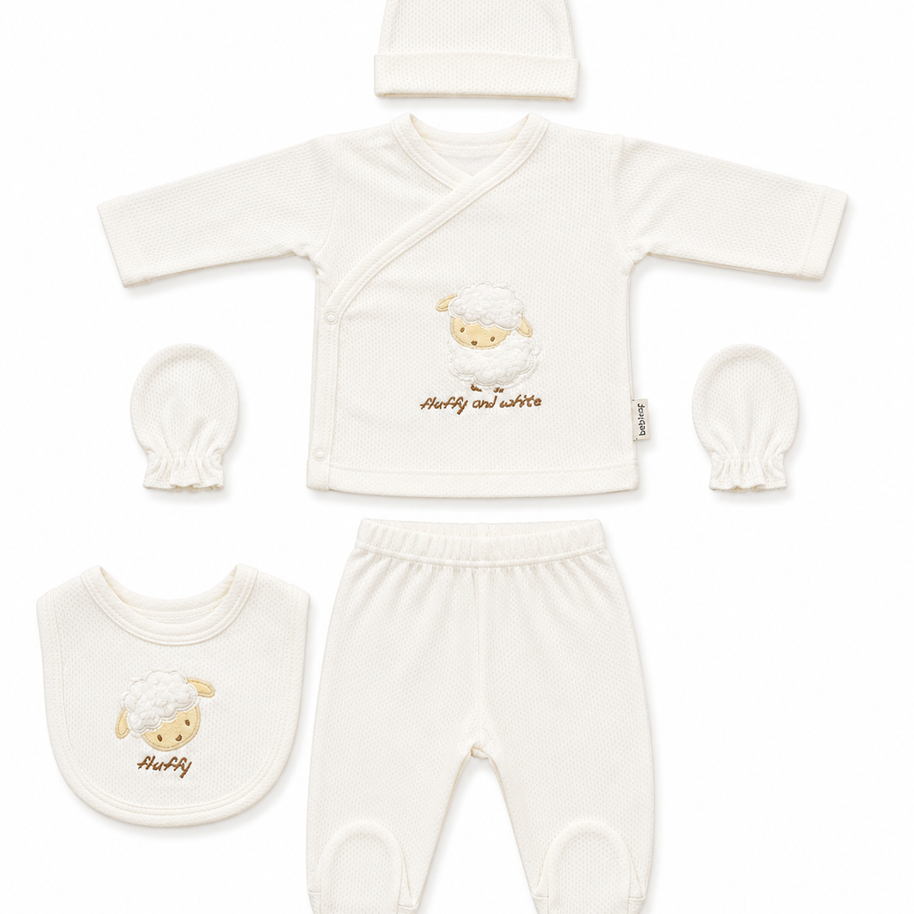 Ensemble naissance 5 pieces en coton 0-3 mois