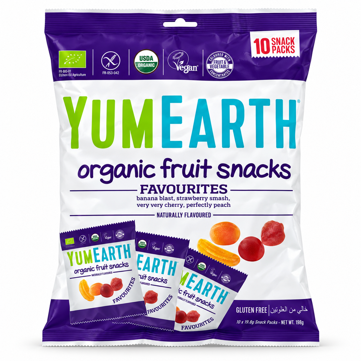 YumEarth – Bonbons Bio aux Fruits Assortis | 10 Sachets – 198 g