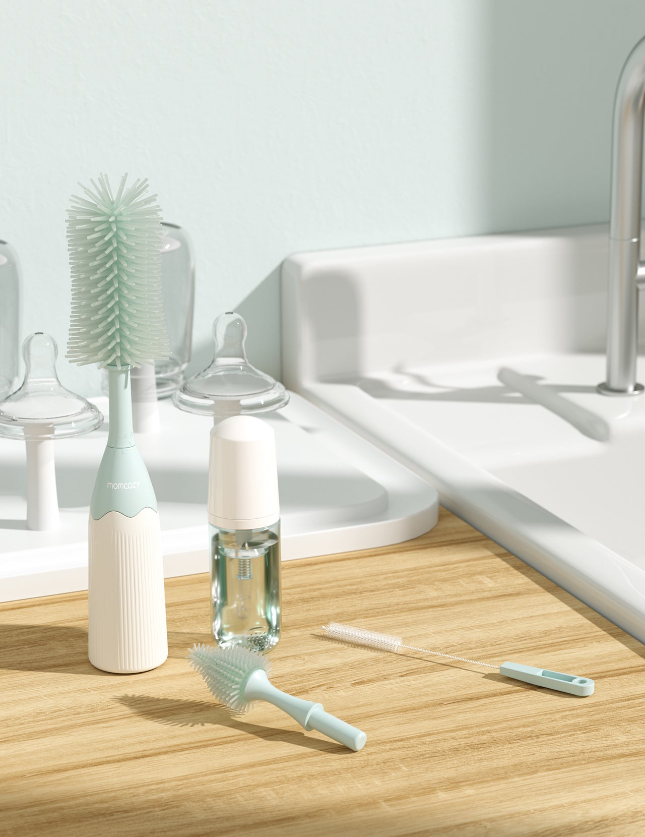 Kit de brosse à biberon Momcozy Innovative Push-Press Design