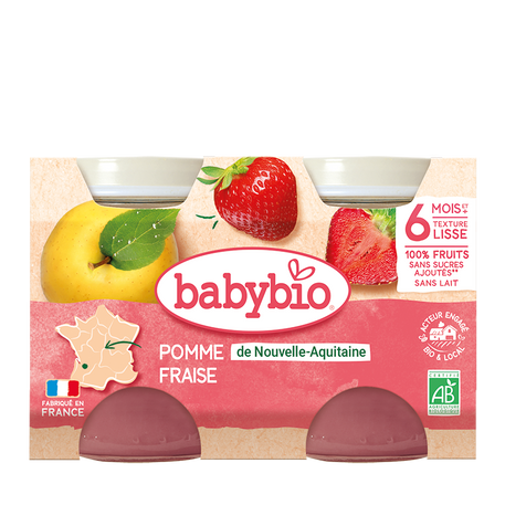 Babybio Petit Pot Pomme de Nouvelle-Aquitaine & Fraise 2x 130g