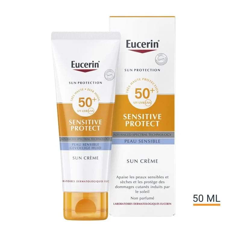 Eucerin Sun PROTECTION SPF50+ Sensitive Protect Crème Solaire 50ml - Eucerin - Protection solaire pour bébé Maroc -www.babyboss.ma