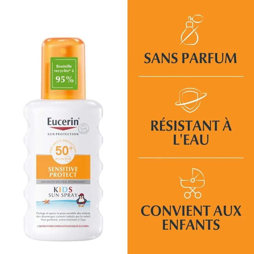 Eucerin SUN PROTECTION Sensitive Protect KIDS Spray SPF50+ 200ml - Eucerin - Protection solaire pour bébé Maroc -www.babyboss.ma