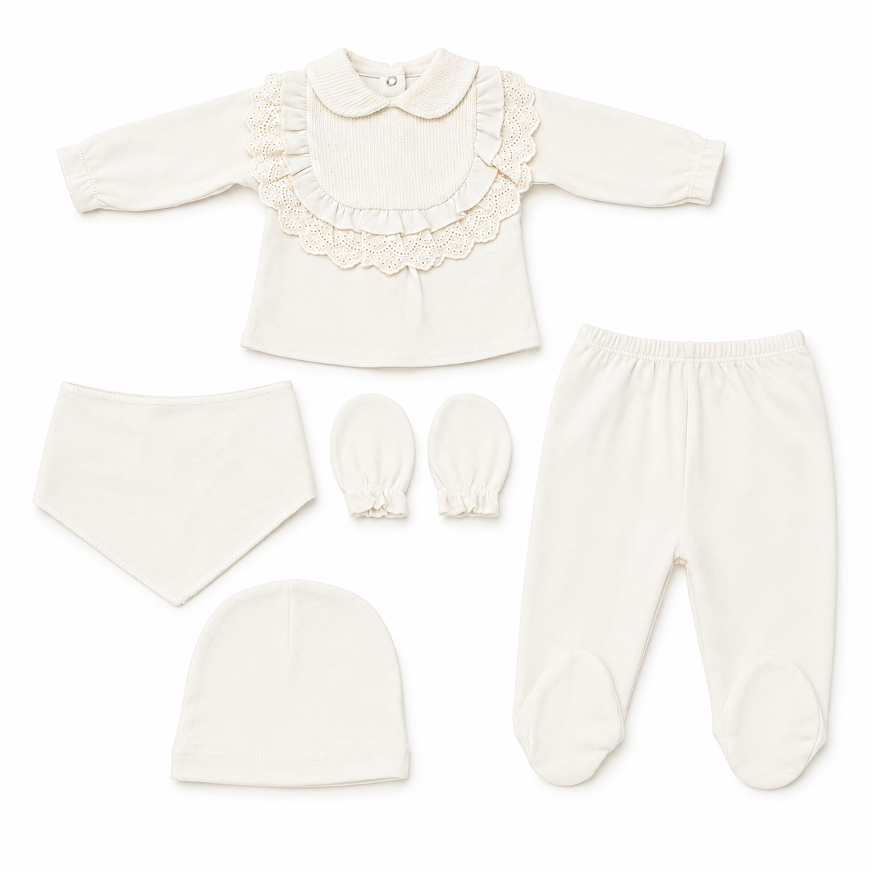 Ensemble naissance 5 pieces en coton 0-3 mois