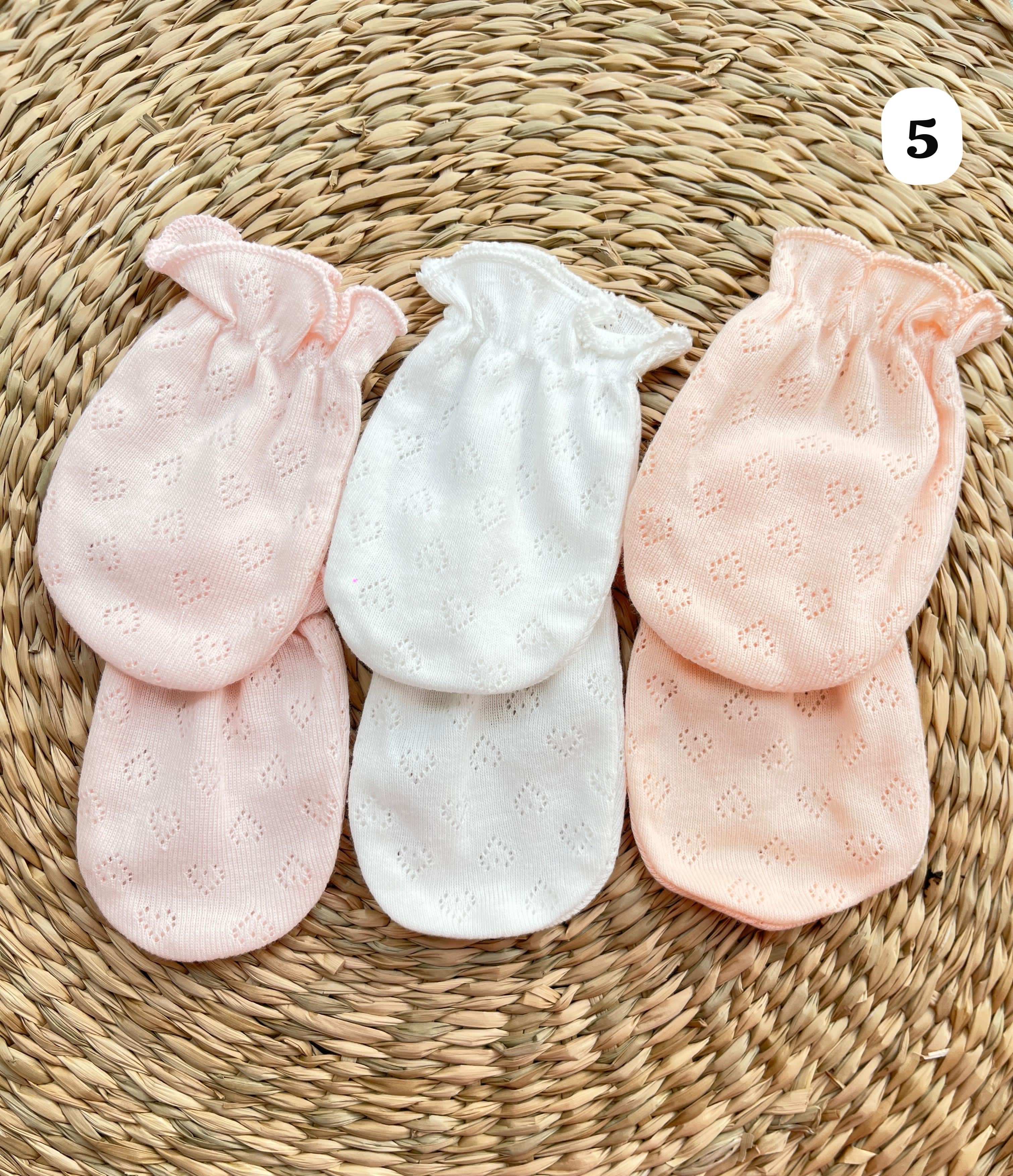 Lot de 3 moufles bébé 100% Coton