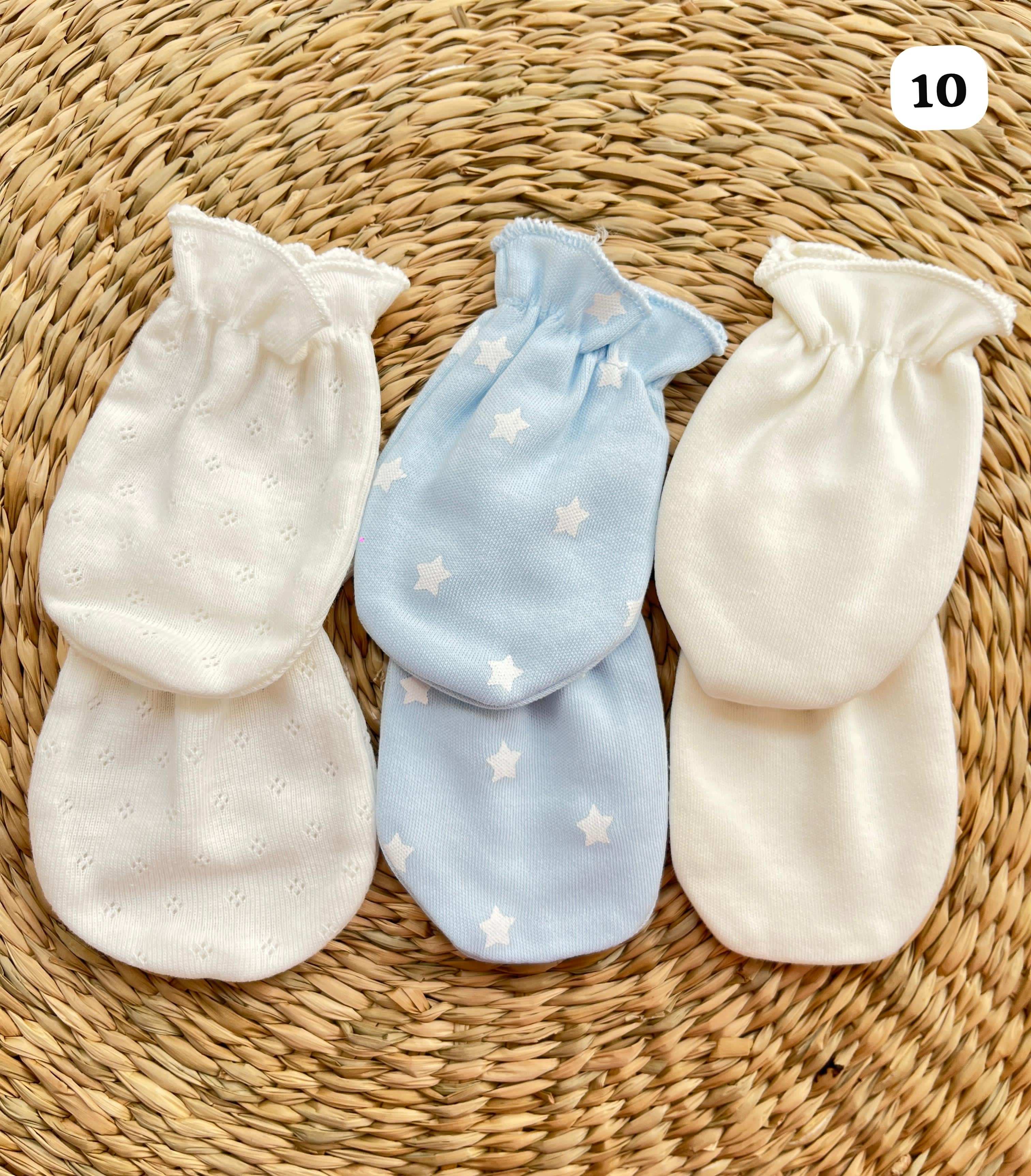 Lot de 3 moufles bébé 100% Coton