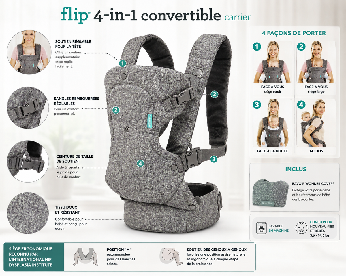 Porte-bébé Infantino Flip 4-en-1 Convertible