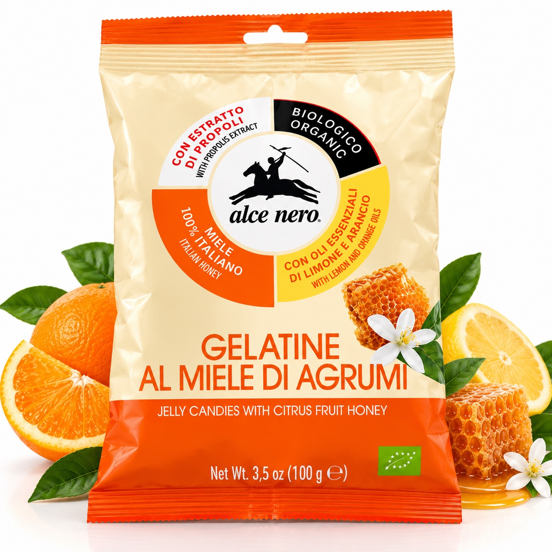 Alce Nero – Bonbons Bio au Miel, Propolis et Agrumes – 100 g