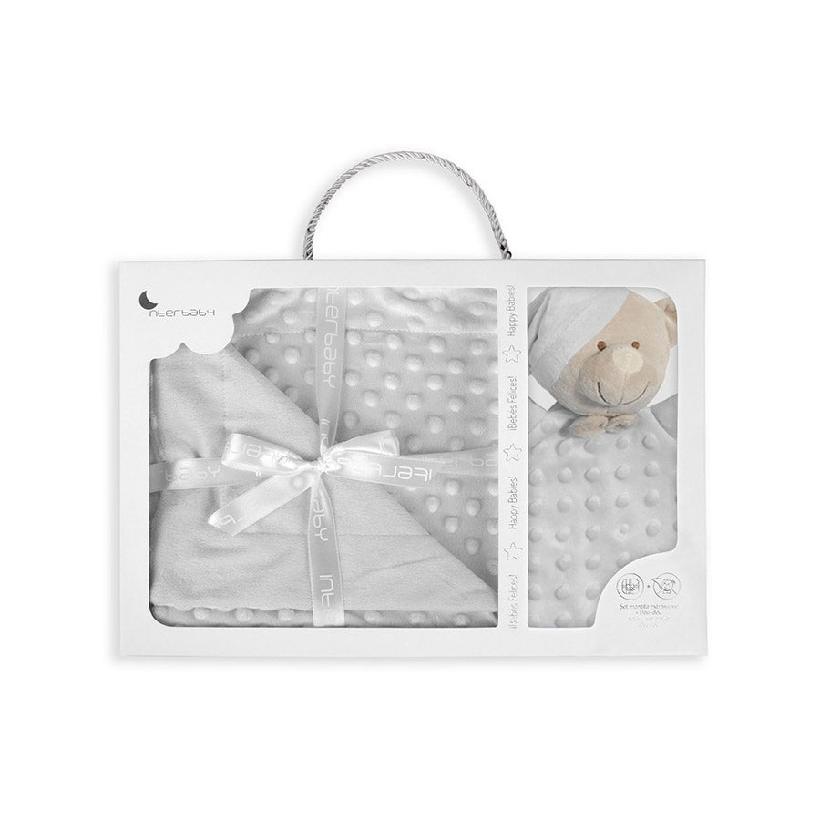 Interbaby Couverture En Bulles 80 X 110+Doudou - Gris