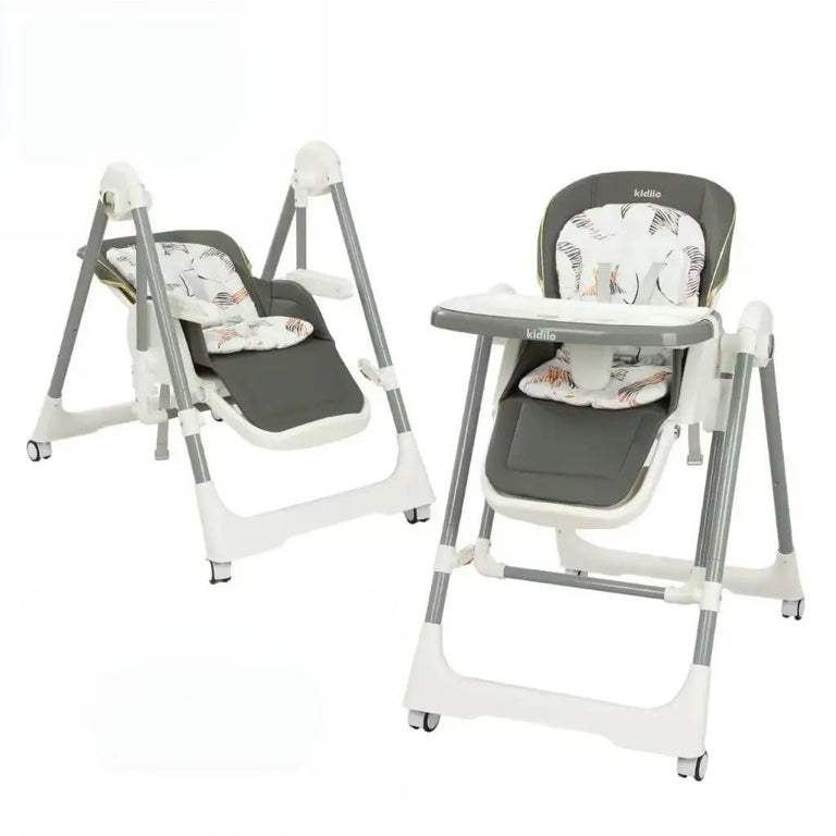 Kidilo Chaise haute avec fonction Balancelle et Relax-Gris - Kidilo - Chaise Haute pour bébé Maroc -www.babyboss.ma